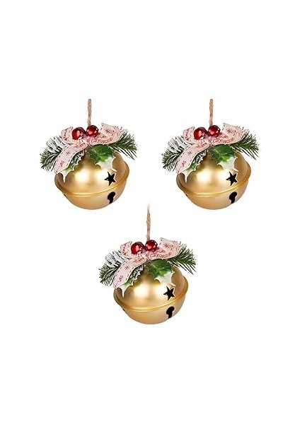 Herdekora Yılbaşı Ağaç Süsü Çıngıraklı Yılbaşı Topu 3'lü Set 8 Cm.