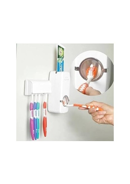 Mobee Otomatik Diş Macunu Sıkacağı 5 Adet Fırçalık Seti