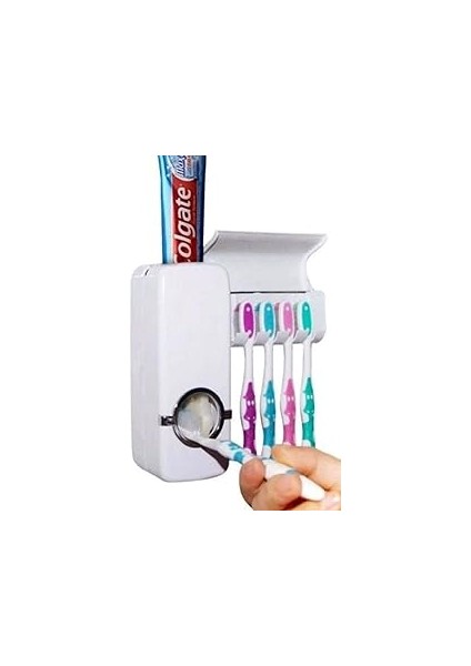 Mobee Diş Macunu Sıkacağı Duvar Monteli Otomatik 5 Li Fırça Tutucu Diş