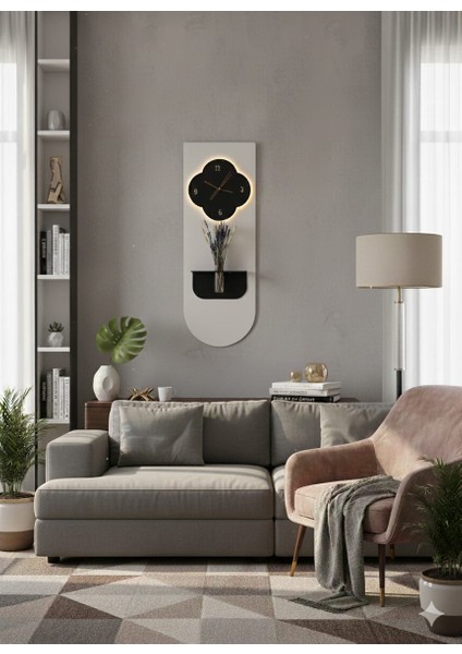 Yonca Ahşap Pilli Ledli Iskandinav Tarzı Salon Duvar Saati Modern Çiçeklik 40 x 110 cm fiyatları