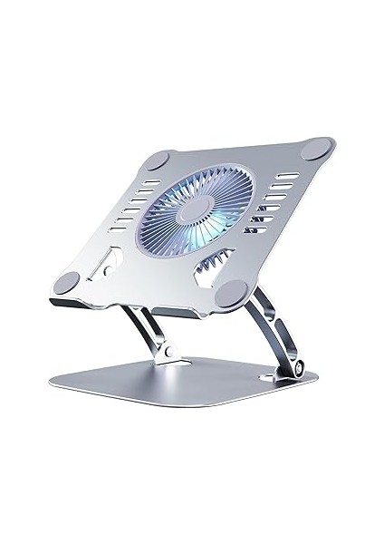 Dizüstü Bilgisayar Standı, Ayarlanabilir Yükseklik, Soğutucu Fanlı, Alüminyum, Gümüş