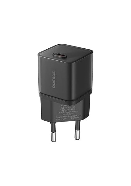 Os-Baseus GAN5S Hızlı Şarj Adaptörü 1c, 20W Eu, Siyah