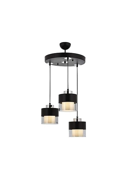 Avonni AV-60193-3T-BSY Siyah Boyalı Avize E27 Metal Cam 40CM