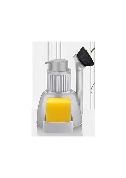 Sas Haus Akrilik Mutfak Seti Sıvı Sabunluk ve Fırça Gri 3358