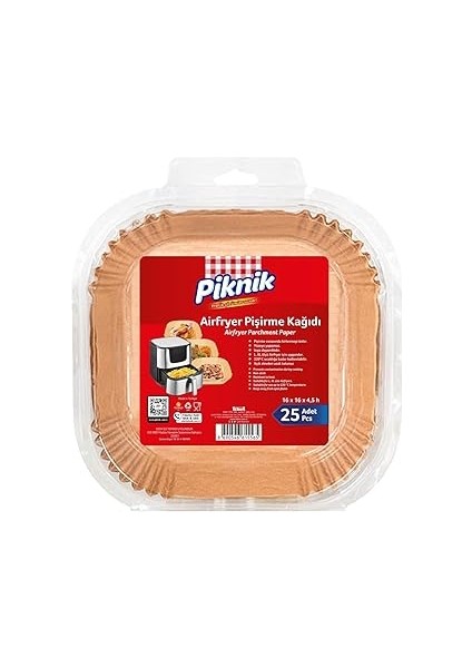 Piknik Airfryer Pişirme Kağidi Kare 25LI