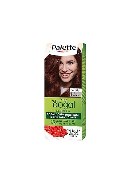 Palette Kalıcı Doğal Renkler 3-68 Kızıl Çikolata Goji Berry Özü & Yulaf Çekirdeği Özlü Saç Boyası
