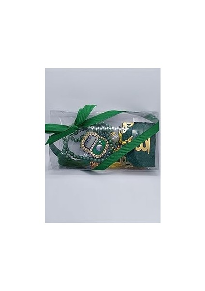 Best Gift Yeşil Islami Hediye Seti:mini Kuranı Kerim, Taşlı Zikirmatik, Inci Tesbih