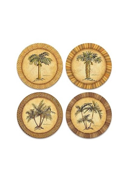 Coasterstone AS1990 Emici Altlık, 4 – 1/4 Inç, Palmiye, 4'lü Set