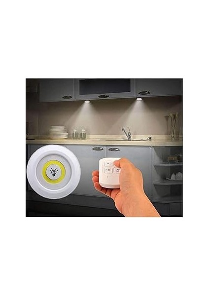 Mobee Uzaktan Kumandalı 3 Lü Spot LED Lamba Kablosuz Pilli Işıldak