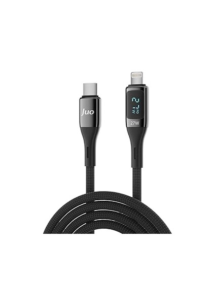 Juo 27W Dijital LED Ekranlı USB Type-C To Hızlı Şarj ve Data Kablosu 1 Metre