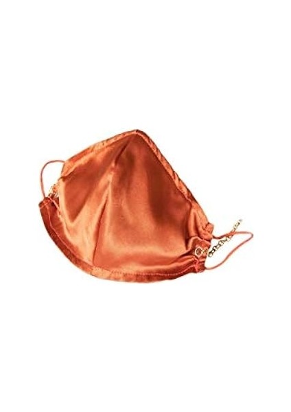 House Of Silk %100 Ipek Kiremit Rengi Ağız Maskesi Zincir Detaylı