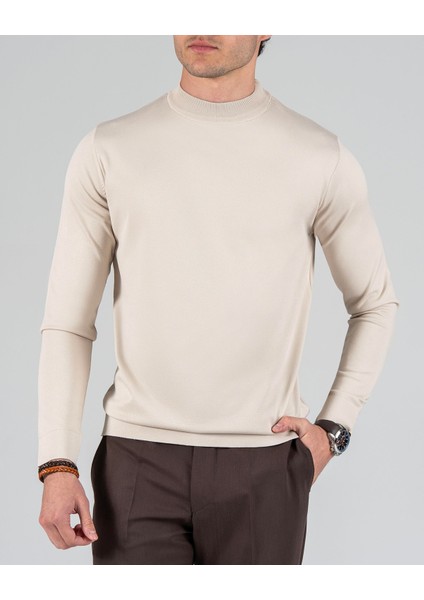 Italyan Stil Slim Fit Bisiklet Yaka Triko Kazak Taş T14523 fırsatları