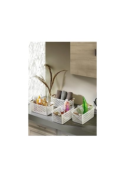 Fevito Çok Amaçlı Tutacaklı Organizer Sepet - Dolap Içi & Çekmece Düzenleyici Sepet Beyaz, 24121810