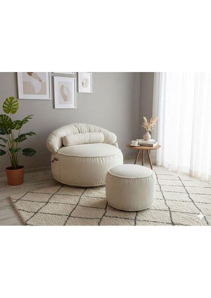 Cozy Tv Koltuğu,ayakuçlu Puf,dinlenme Koltuğu,uzanma Koltuğu,Legom puf koltuk,yıkanabilir Kılıflı (Krem) fırsatları