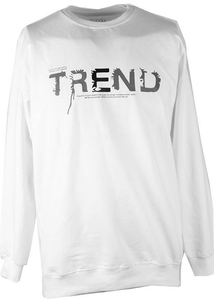 0 Yaka 2 Ip Ekru Erkek Sweatshirt Trend Baskı