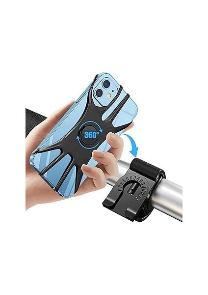 Ibytoc Bisiklet Telefon Montajı, [360°DÖNME Darbelere Dayanıklı] Bisiklet Telefon Tutacağı, Silikon