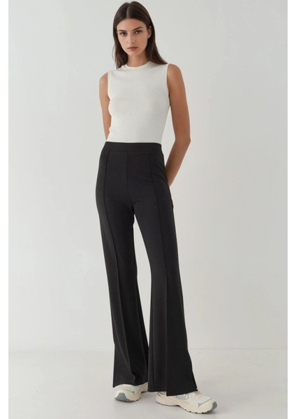 Kadın Yüksek Bel Flare Pantolon Siyah