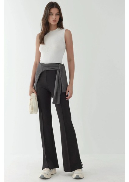 Kadın Yüksek Bel Flare Pantolon Siyah indirimleri