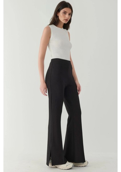 Kadın Yüksek Bel Flare Pantolon Siyah
