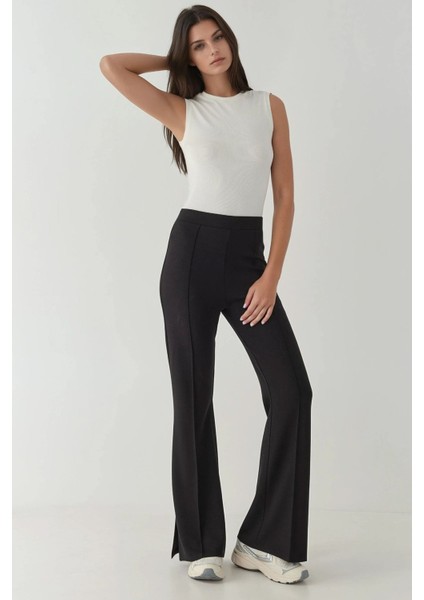 Kadın Yüksek Bel Flare Pantolon Siyah