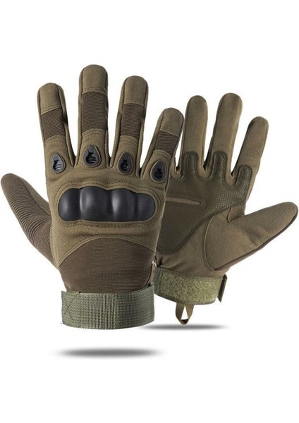 Motosiklet Hard Shell Taktik Eldiven Korumalı Uzun Haki Yeşil