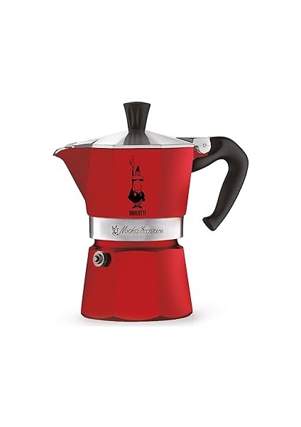 - Moka Express Kırmızı: 1 Cup Ocak Üstü Espresso Pişirici - 60ML - Alüminyum Gövde - Paten