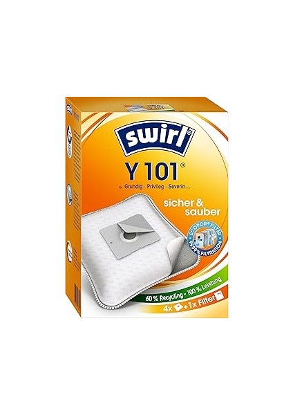 Swirl Y 101 Ecopor, Grundig, Privileg ve Severin Elektrikli Süpürgeler Için Toz Torbası