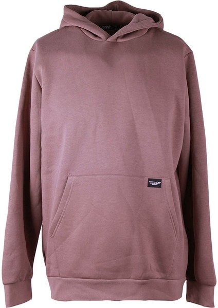 Kapüşonlu Kanguru Cep 3 Iplik Şardonlu Açık Kahverengi Erkek Sweatshirt 5281