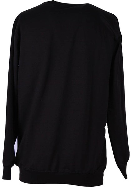 0 Yaka 2 Ip Siyah Erkek Sweatshirt Trend Baskı modelleri