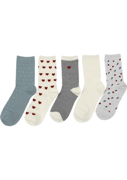 Heart 5 Lı Skt-W 5pr Mavı Multı Kadın Soket Çorap