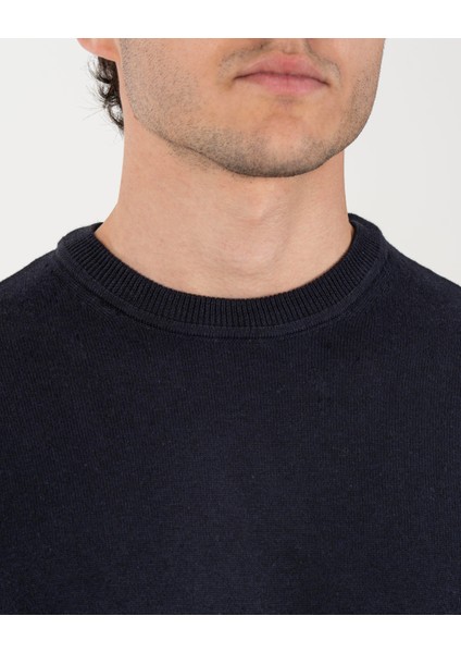 Italyan Stil Slim Fit Erkek Bisiklet Yaka Triko Kazak Lacivert T13120 fiyatları