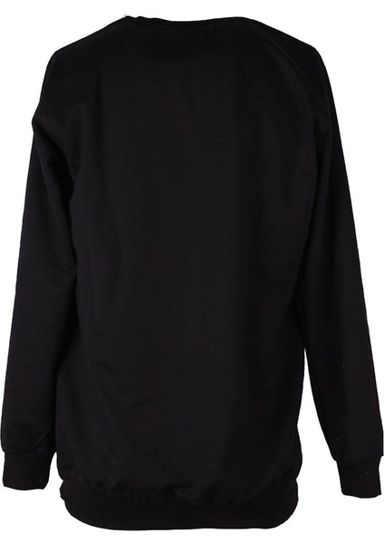 0 Yaka 2 Ip Siyah Erkek Sweatshirt What Baskı modelleri