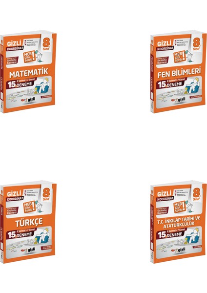 Gizli LGS 8. Sınıf Tüm Dersler Deneme Seti 4 Kitap Gizli Yayınlar
