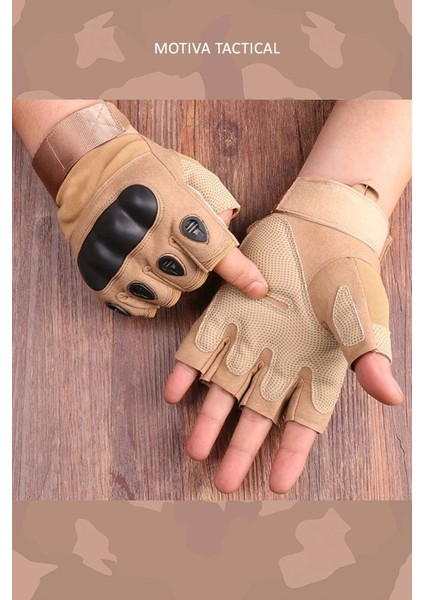 511 Model Taktik Combat Motosiklet Operasyon Outdoor Sport Korumalı Yarım Parmaksız Eldiven