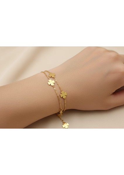 Yonca Altın Rengi Çelik Bileklik fiyatları