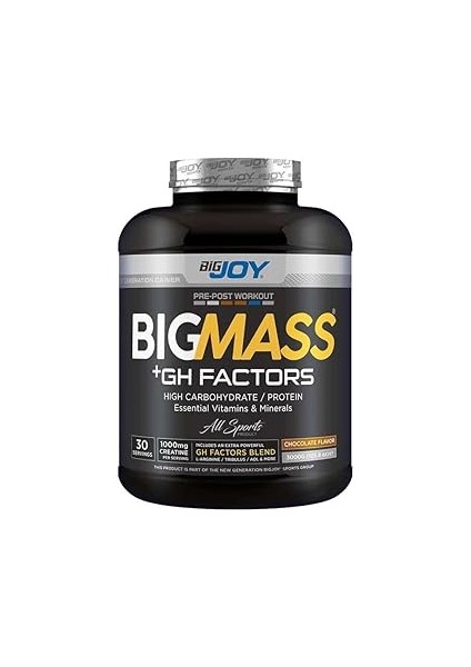 Bigjoy Bigmass Gh Factors Karbonhidrat Tozu - Çikolata Aromalı 1 Paket(1 x 3000 G)