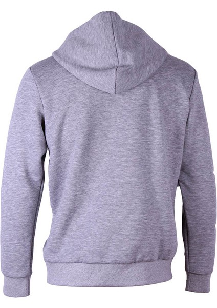 Kapüşonlu Tam Fermuarlı 3 Iplik Gri Erkek Sweatshirt 5466-1 modelleri