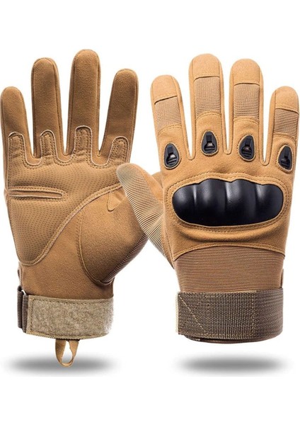 Sport Motosiklet Hard Shell Taktik Eldiven Korumalı Uzun Çöl Sarı Renk