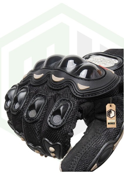 Motosiklet Eldiveni Siyah 3 Mevsim Korumalı Standart Elastik Kumaş