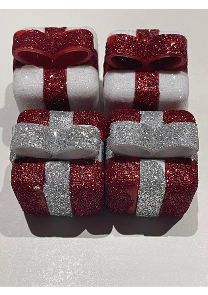 Yılbaşı Temalı Mini Hediye Paket Şeklinde Simli Parlak Ağaç Süsü 10 Adet fırsatları