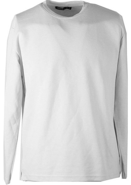 O Yaka Ekru Erkek Sweatshirt 5714