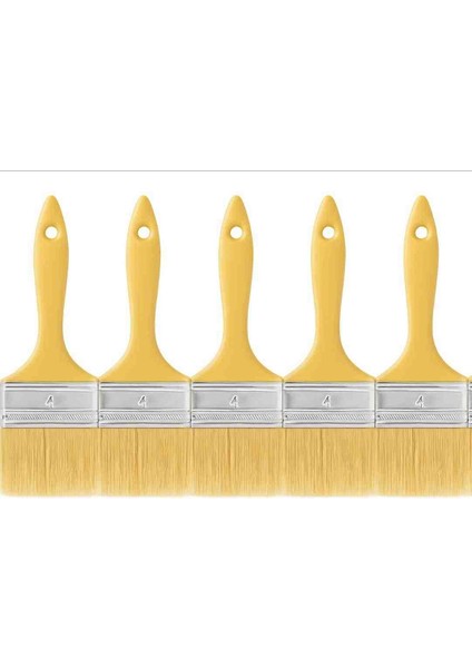 Ekonomik Boya Fırçası Kestirme 4 Numara Duvar - Tavan Kestirme 5 Adet KOYU SARI PLASTİK SAP VE DÜZ MODEL