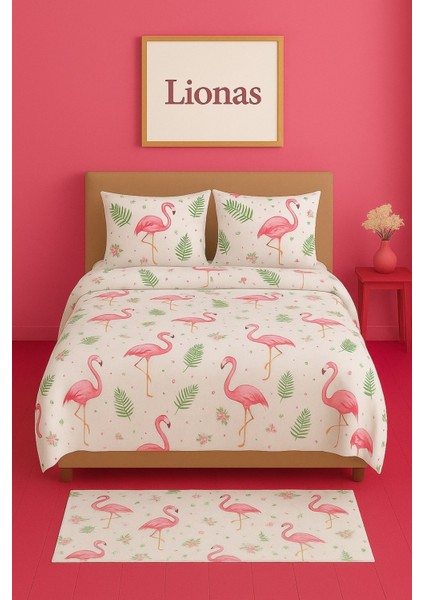 Çift Kişilik Desenli Nevresim + 2 Adet Kapaklı Yastık Kılıfı