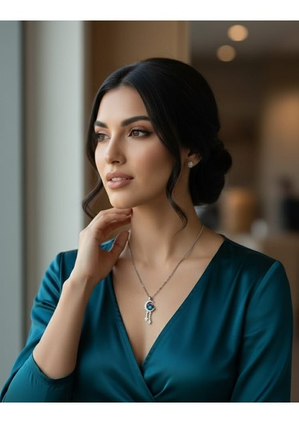 Ay ve Gökyüzü Çelik Paslanmaz Kolye