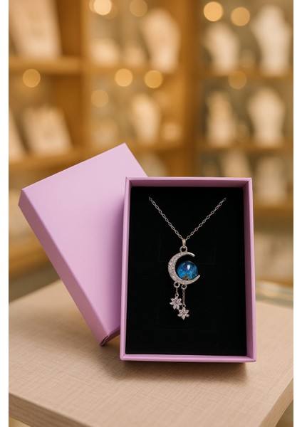 Ay ve Gökyüzü Çelik Paslanmaz Kolye modelleri