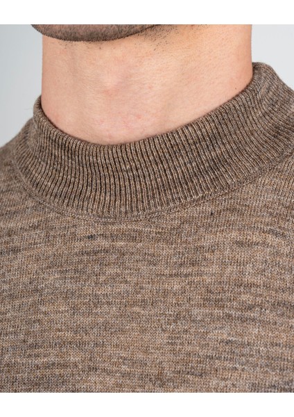 Italyan Stil Slim Fit Erkek Yarım Boğazlı Triko Kazak Kahverengi T13112 fiyatları
