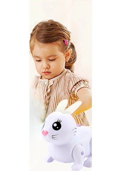 Oyuncak Müzikli Işıklı Pilli Hareket Eden ve Zıplayan Sevimli Tavşan Emekleme Yardımcı Eğitici Sesli ve Işıklı