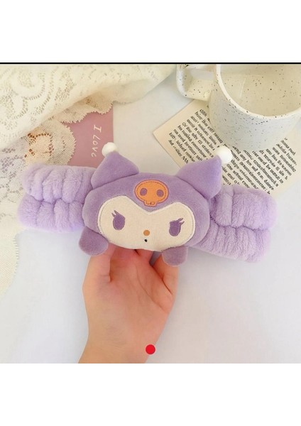 Mor Kuromi Peluş Makyaj Tacı – Yumuşak Elastik Saç Bandı