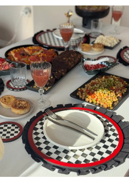 Premium Mackenzie Dama Desen Kırmızı Supla