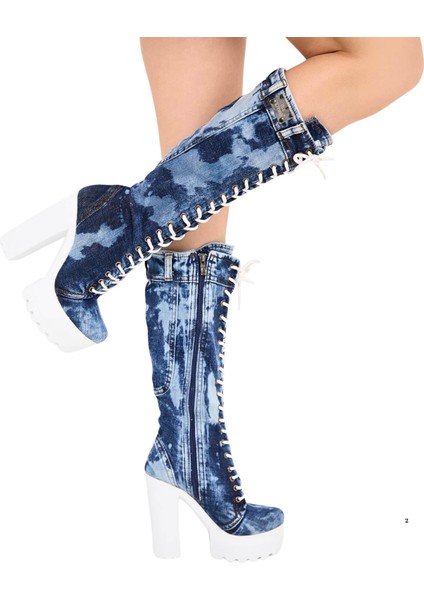 /kot Bot, Kadın Kot Ayakkabılar, Modern Botlar, Platform Kot Botlar / Mavi Renk Kot Çizme /doğum Günü Hediyesi